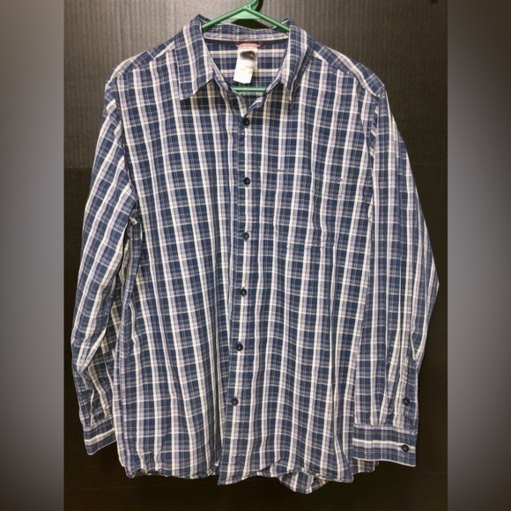 🪽North Face Blue Cotton Plaid hiking outdoors Shirt